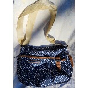 Lily Bloom Navy & White Polka Dot Shoulder Crossbod Bag Purse Multi Compartments